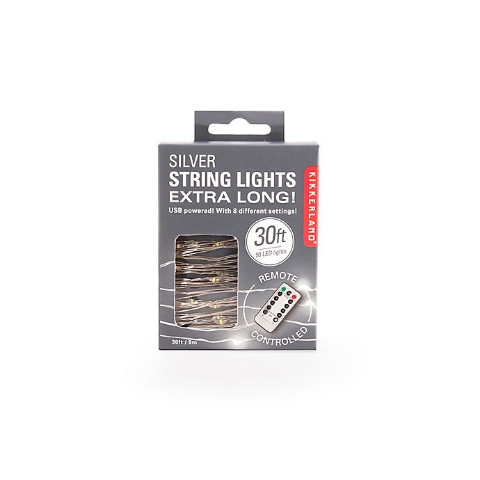 slide 1 of 6, Kikkerland Design 90-Light String Lights - Silver, 1 ct