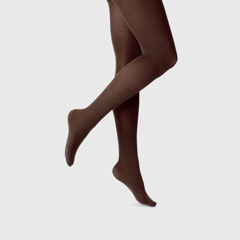 Women's 50D Opaque Tights - A New Day Brown M/L 1 ct