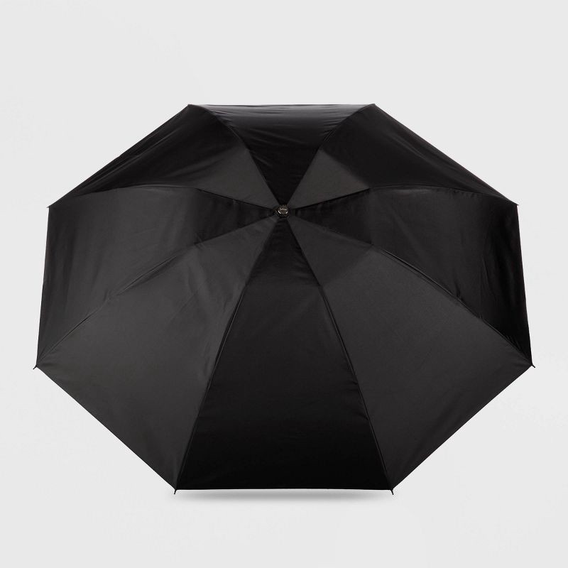 slide 3 of 3, Totes InBrella Reverse Close ECO Compact Umbrella - Black: Auto-Open, Auto-Close, Rubber Handle, 46" Span, 1 ct
