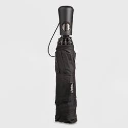Totes InBrella Reverse Close ECO Compact Umbrella - Black: Auto-Open, Auto-Close, Rubber Handle, 46" Span