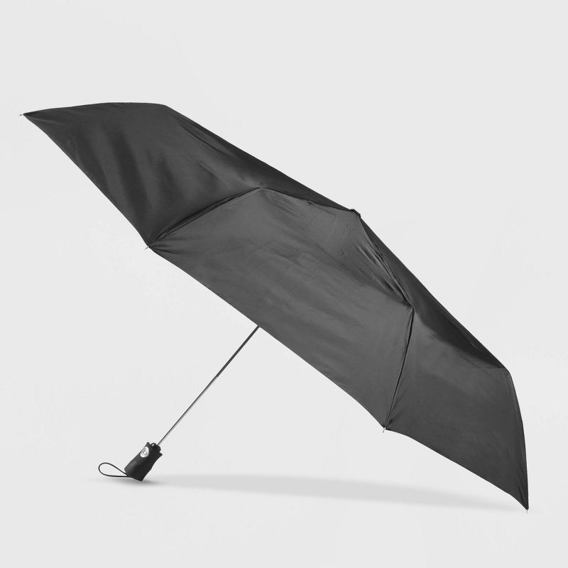 slide 2 of 3, Totes Auto Open Close ECO Compact Umbrella with Sunguard - Black, 1 ct