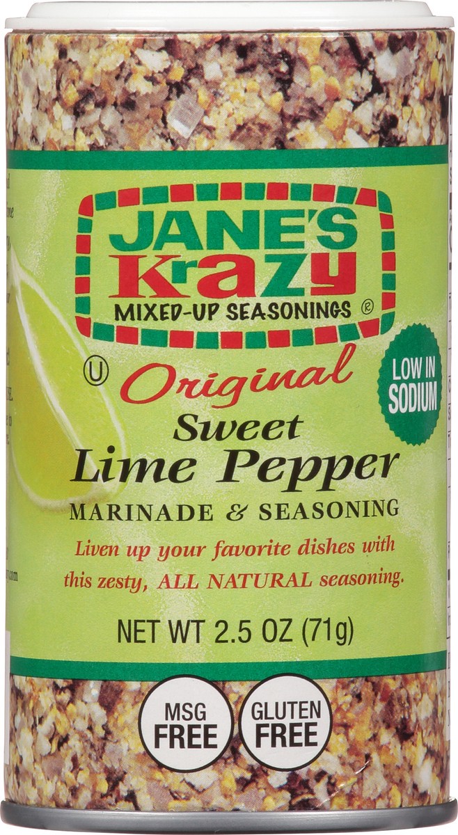slide 7 of 12, Jane's Krazy Mixed-Up Seasonings Original Sweet Lime Pepper Marinade & Seasoning 2.5 oz, 2.5 oz