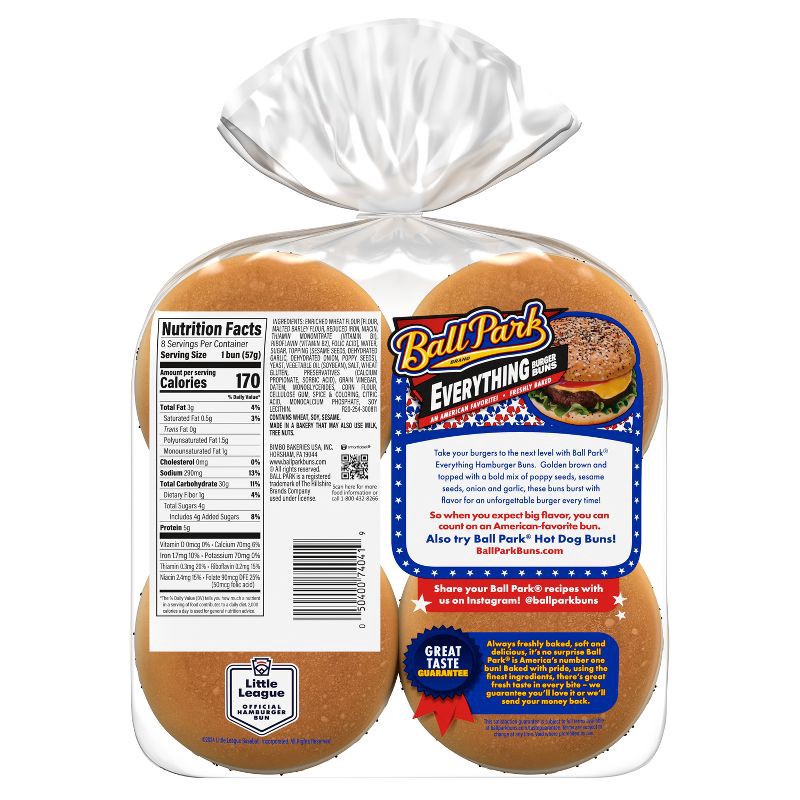 slide 7 of 13, Ball Park Everything Hamburger Bun - 16oz, 16 oz