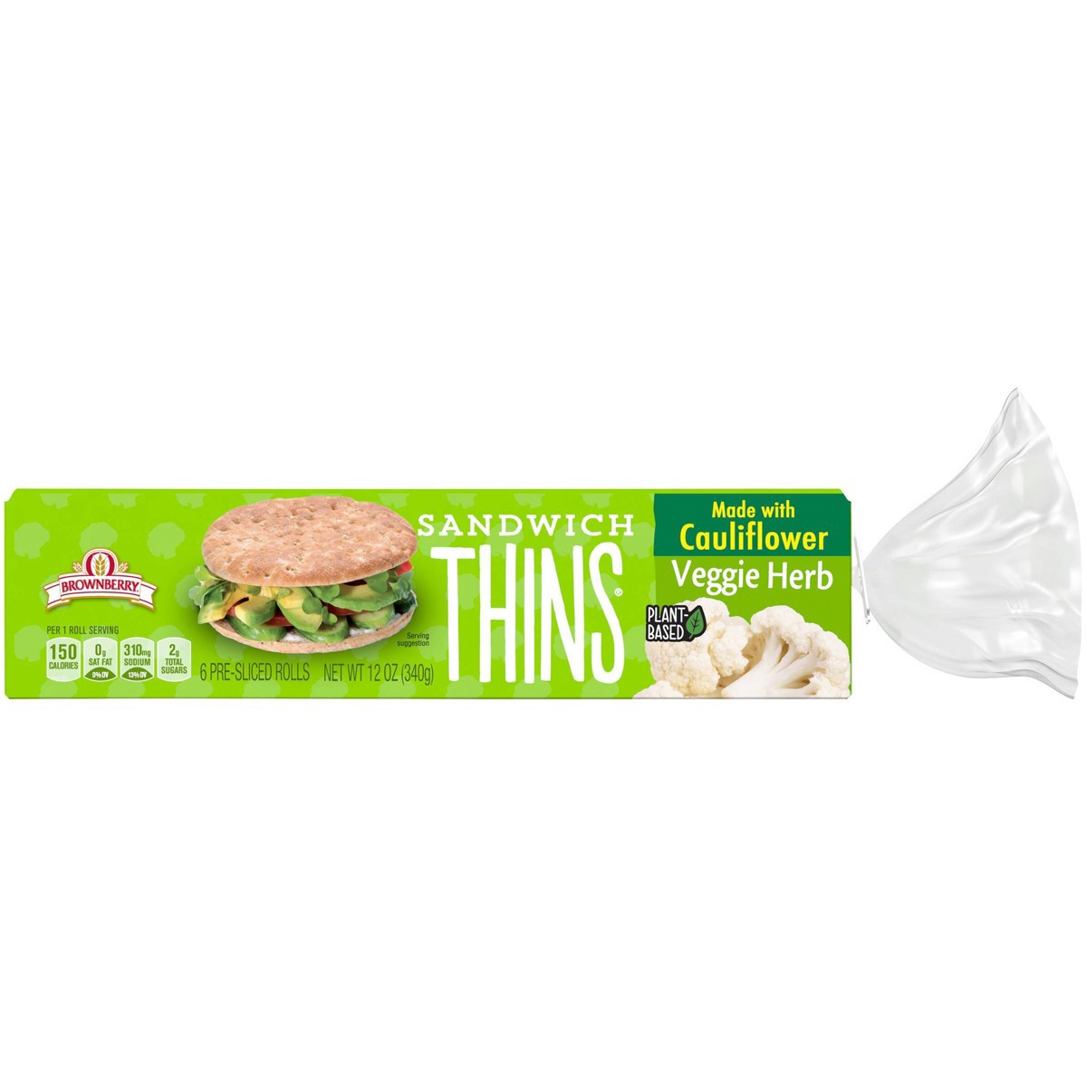 slide 2 of 8, Brownberry Veggie Herb Cauliflower Sandwich Thins, 12 oz