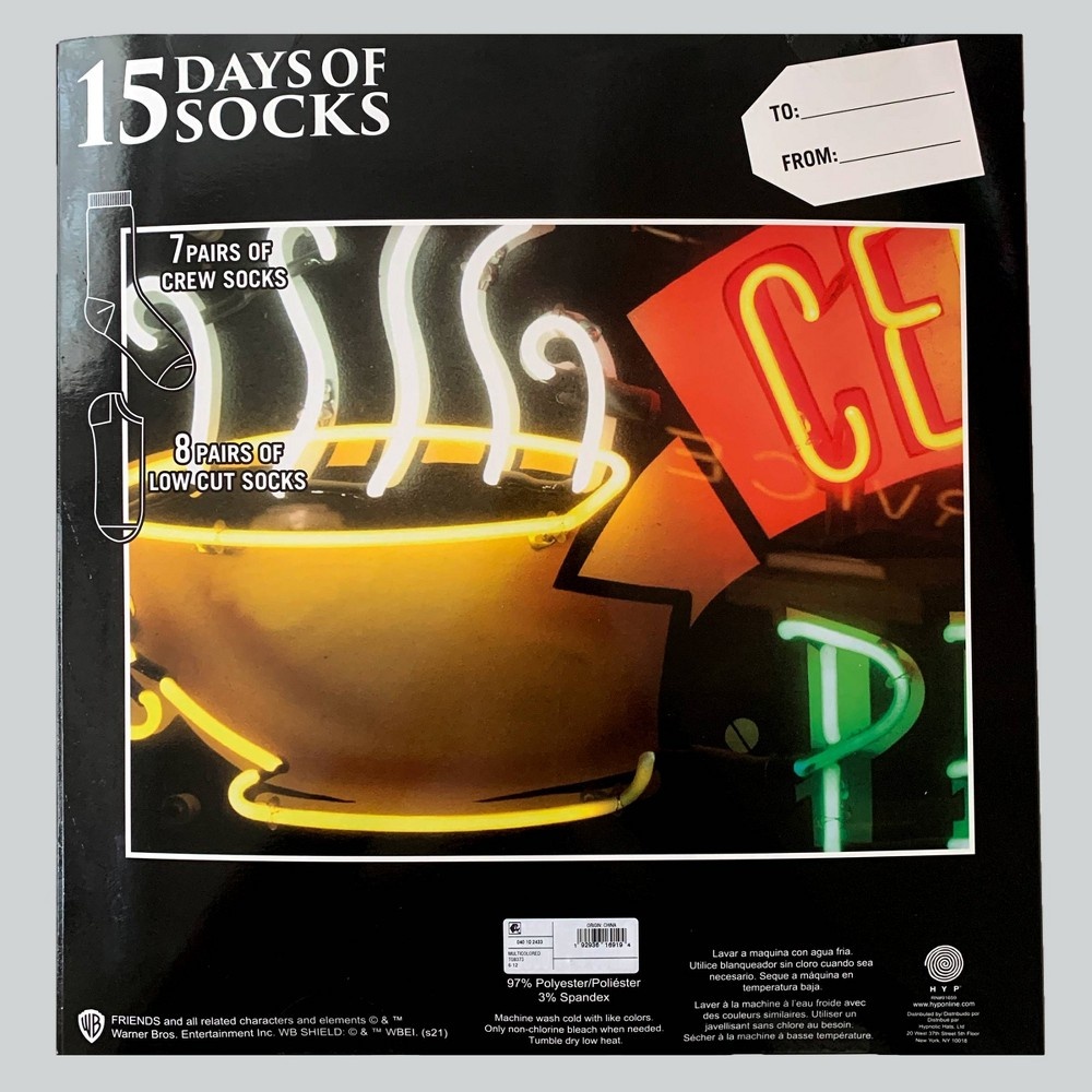 slide 4 of 4, Men's Friends 15 Days of Socks Advent Calendar 12, 15 ct