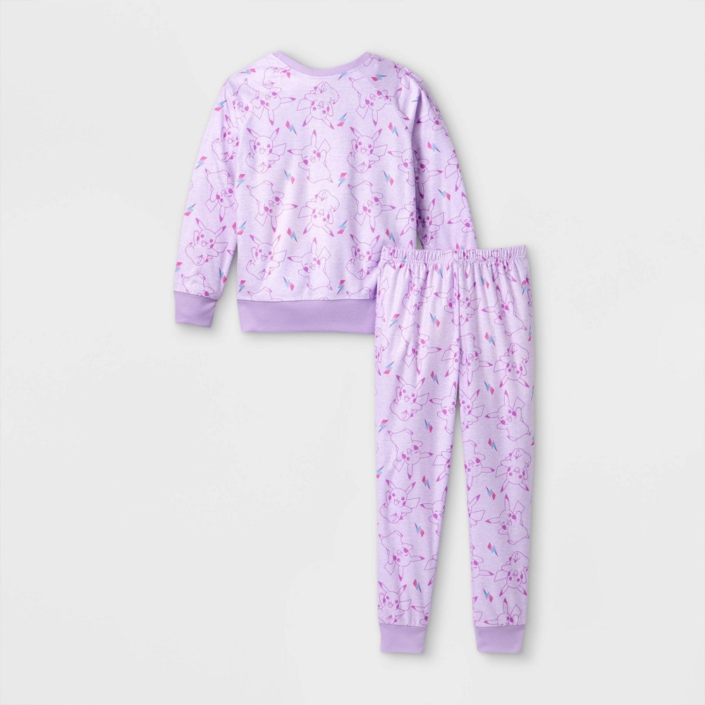 slide 2 of 4, Girls' Pokemon Pikachu 2pc Pajama Set with Socks - Purple S, 1 ct