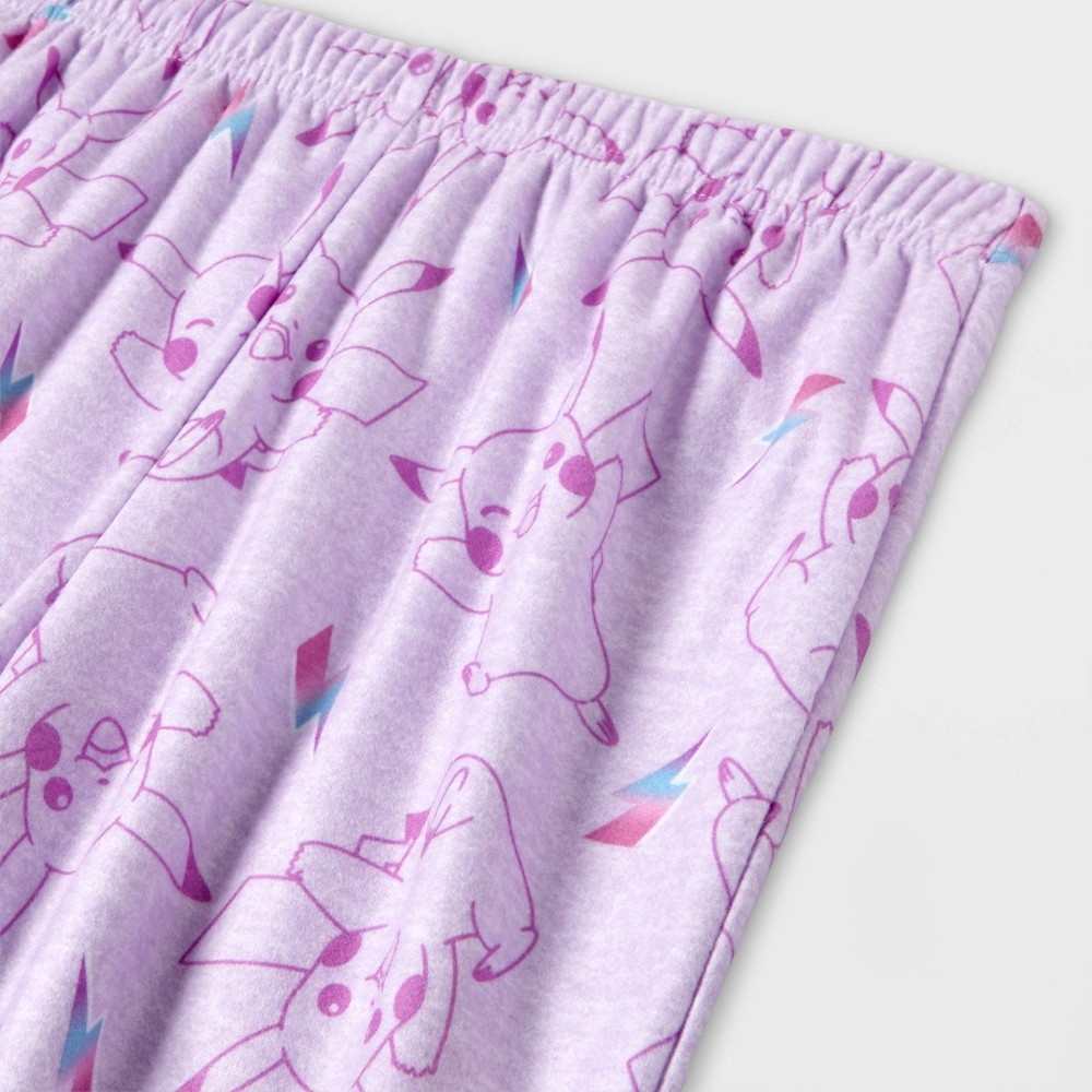 slide 4 of 4, Girls' Pokemon Pikachu 2pc Pajama Set with Socks - Purple S, 1 ct