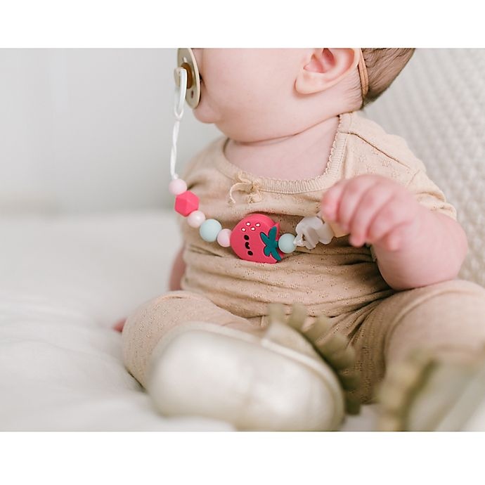 slide 2 of 4, Loulou Lollipop Darling Strawberry Pacifier Clip - Pink, 1 ct