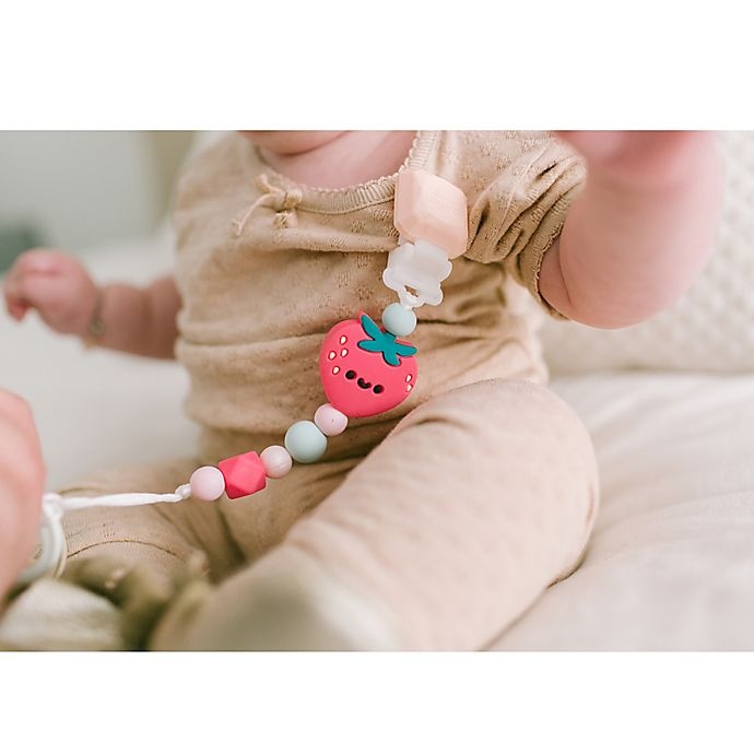 slide 4 of 4, Loulou Lollipop Darling Strawberry Pacifier Clip - Pink, 1 ct