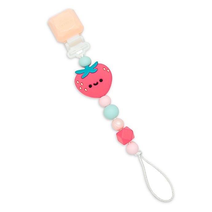 slide 1 of 4, Loulou Lollipop Darling Strawberry Pacifier Clip - Pink, 1 ct