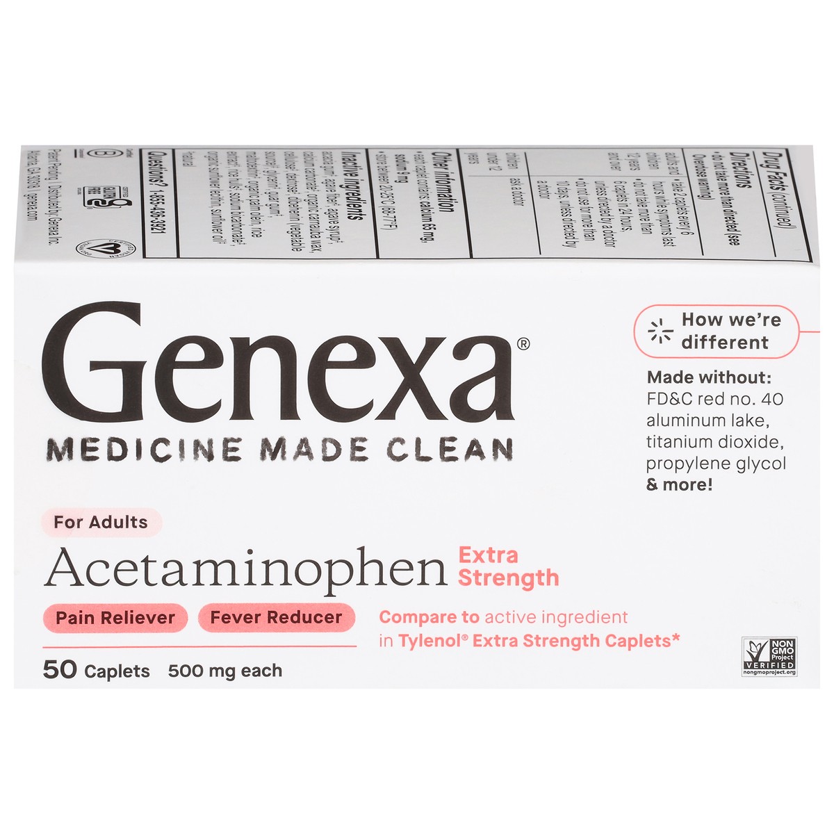 slide 1 of 1, Genexa Extra Strength Acetaminophen, 50 ct