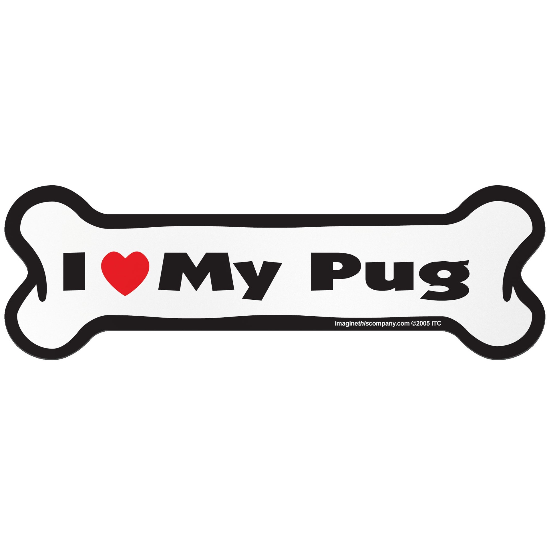 slide 1 of 1, Imagine This "I Love My Pug" Bone Car Magnet, SM