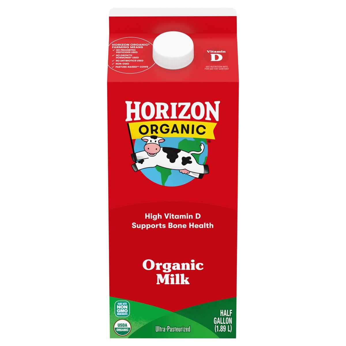 slide 1 of 1, Horizon Organic Whole High Vitamin D Milk, Half Gallon, 1/2 gal