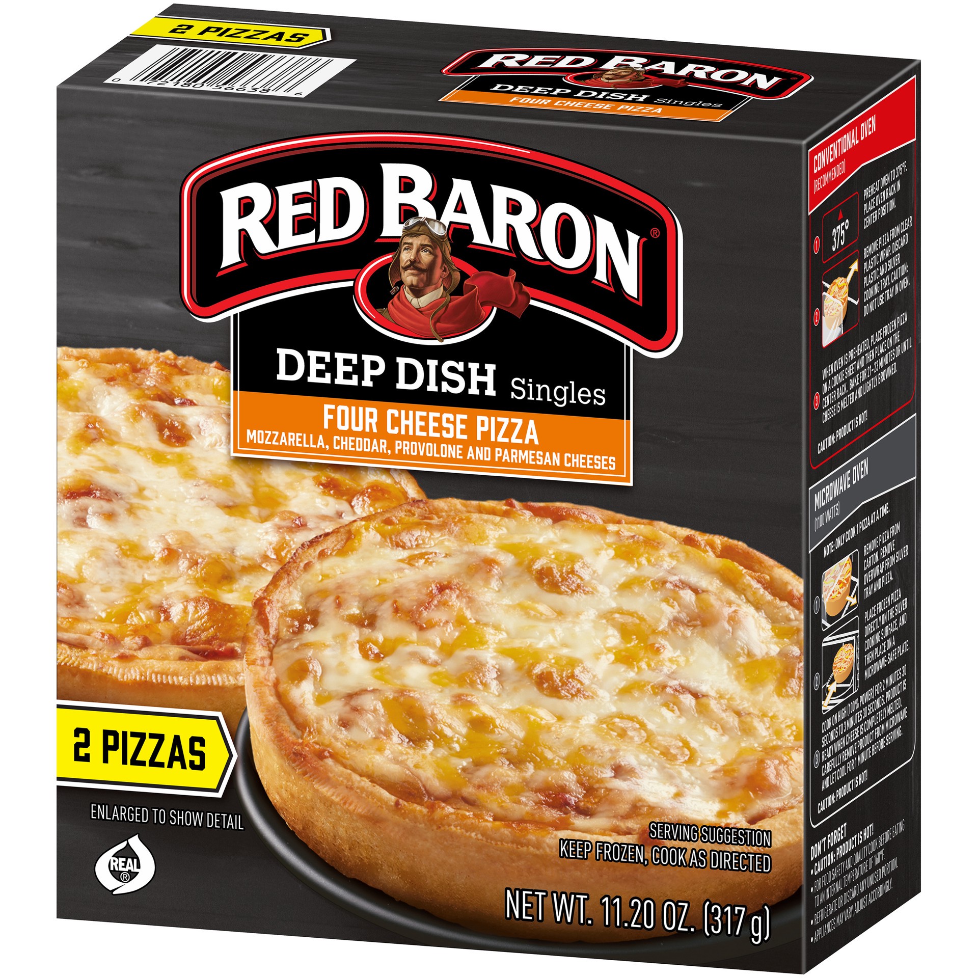 slide 5 of 5, Red Baron Frozen Pizza Deep Dish Singles Four Cheese, 2 ct