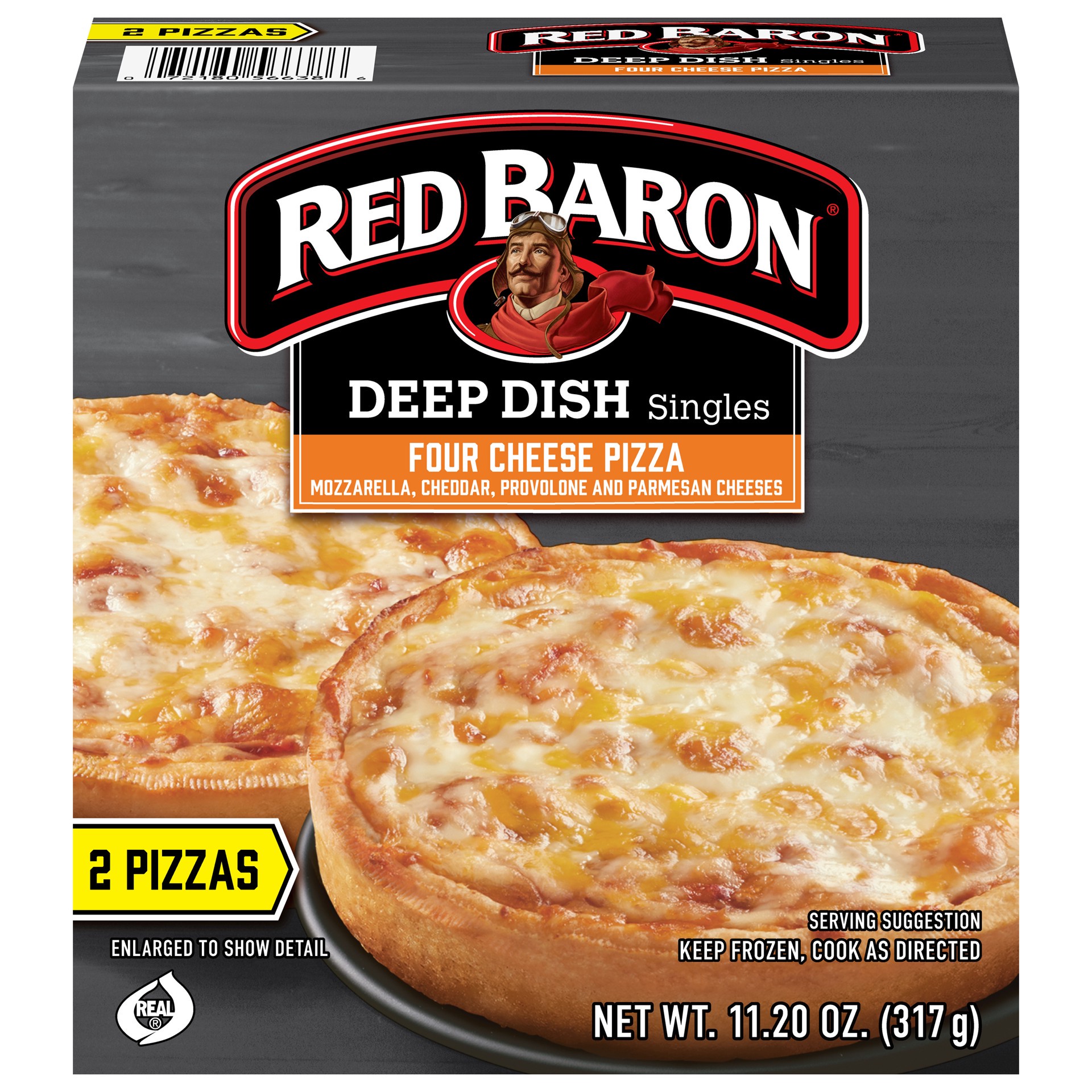 slide 1 of 5, Red Baron Frozen Pizza Deep Dish Singles Four Cheese, 2 ct