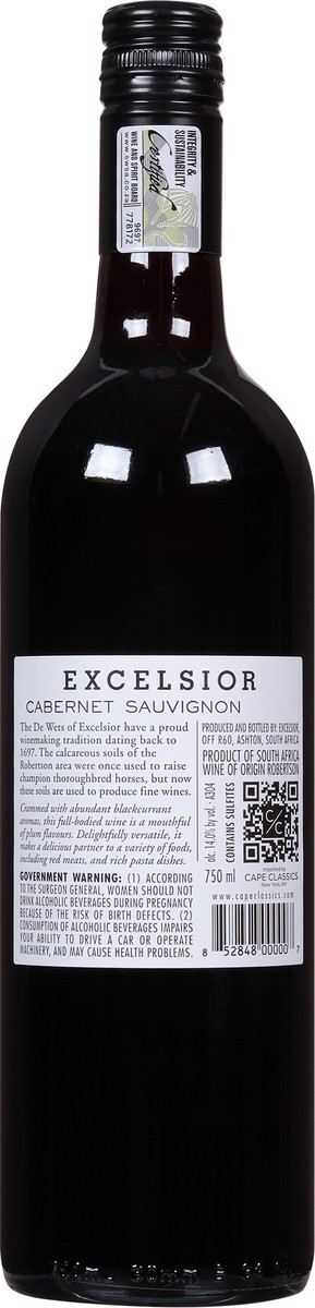 slide 9 of 9, Excelsior Cabernet Sauvignon (South, 750 ml