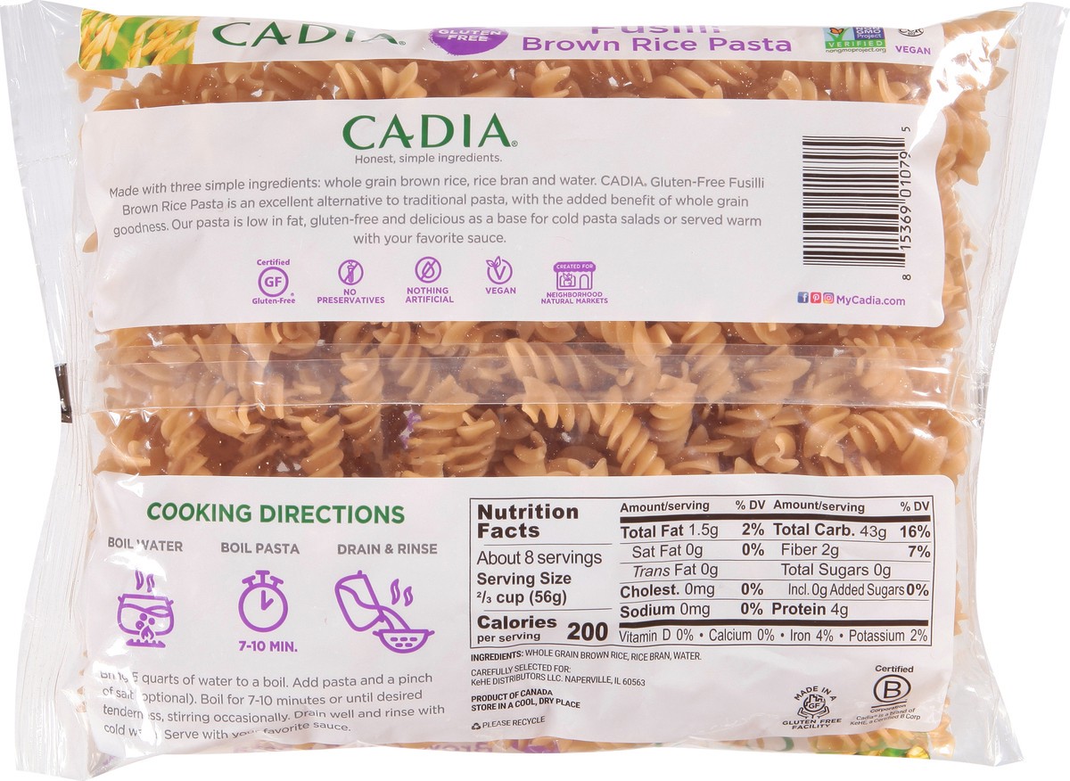 slide 4 of 13, Cadia Gluten-Free Fusilli Brown Rice Pasta 16 oz, 16 oz