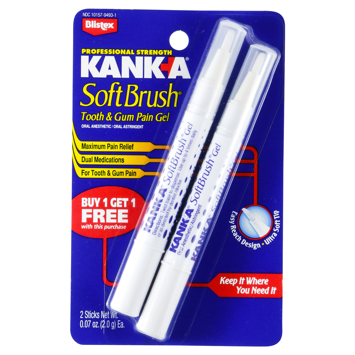 slide 1 of 2, Blistex Kank-A Soft Brush Tooth/Mouth Pain Gel, 0.07 oz