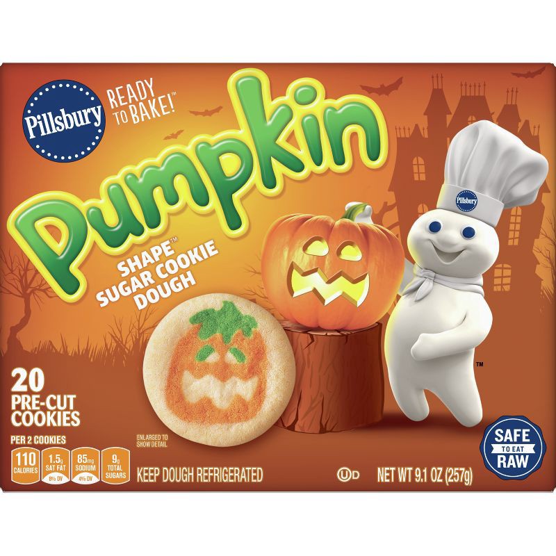 slide 2 of 9, Pillsbury Ready-to-Bake Pumpkin Shape Sugar Cookie Dough - 9.1oz/20ct - Halloween, 9.1 oz, 20 ct