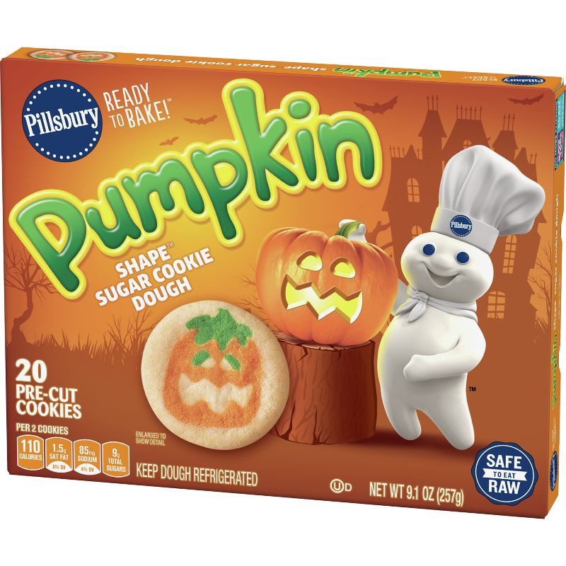 slide 3 of 9, Pillsbury Ready-to-Bake Pumpkin Shape Sugar Cookie Dough - 9.1oz/20ct - Halloween, 9.1 oz, 20 ct