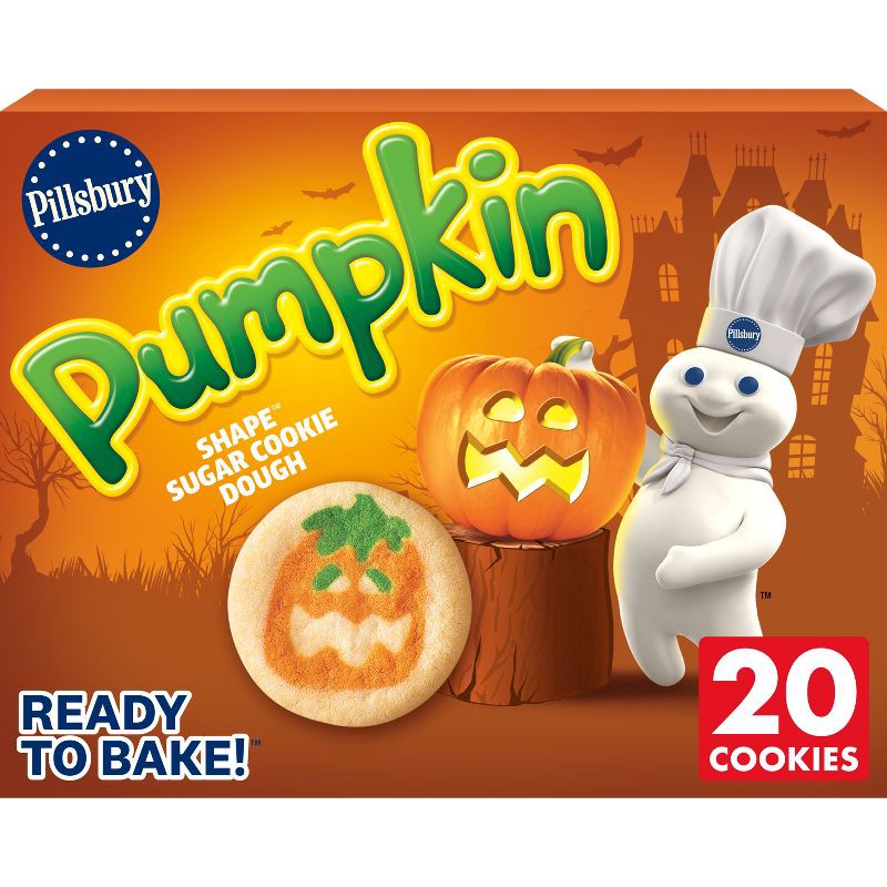 slide 1 of 9, Pillsbury Pumpkin Shape Sugar Cookie Dough - 9.1oz/20ct, 9.1 oz; 20 ct