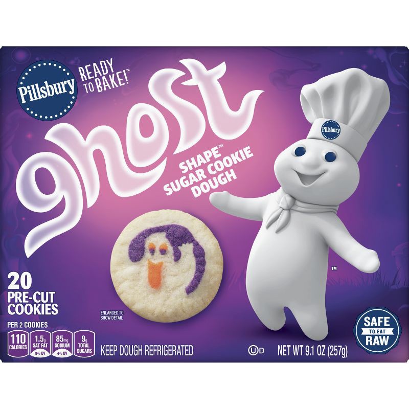 slide 2 of 12, Pillsbury Ready-to-Bake Ghost Shape Sugar Cookie Dough - 9.1oz/20ct - Halloween, 9.1 oz, 20 ct