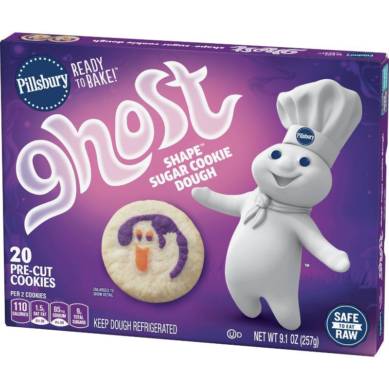 slide 8 of 12, Pillsbury Ready-to-Bake Ghost Shape Sugar Cookie Dough - 9.1oz/20ct - Halloween, 9.1 oz, 20 ct