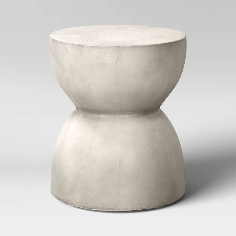 slide 1 of 3, Faux Stone Hourglass Shaped Patio Accent Table - Threshold™, 1 ct