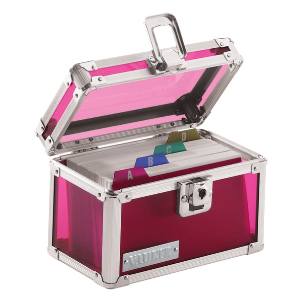 slide 2 of 3, Vaultz Locking Index Card Box, 3'' X 5'', Assorted Crocodile Colors (No Color Choice), 3 in