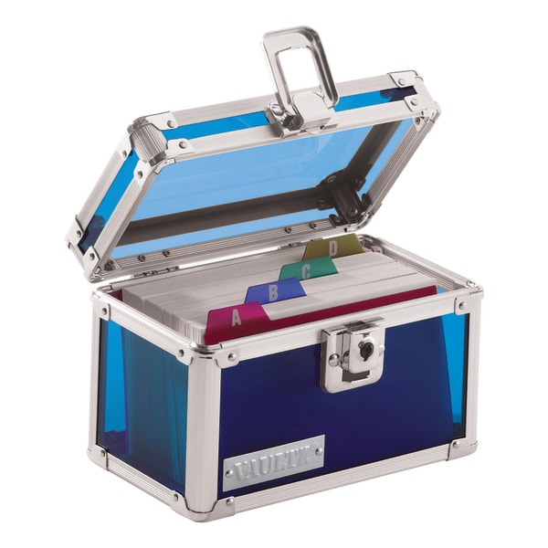 slide 3 of 3, Vaultz Locking Index Card Box, 3'' X 5'', Assorted Crocodile Colors (No Color Choice), 3 in