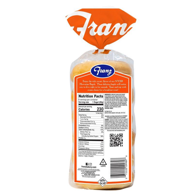 slide 2 of 4, Franz Original Hawaiian Bagels - 6ct, 6 ct