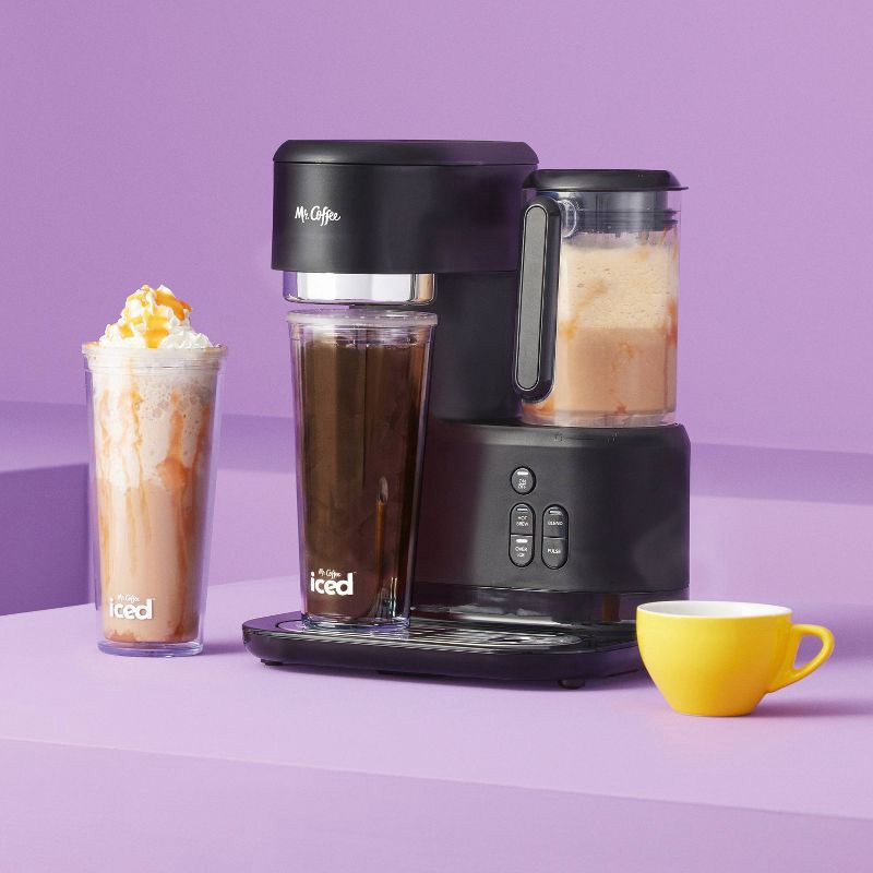 slide 2 of 8, Mr. Coffee Frappe Single-Serve Iced and Hot Coffee Maker/Blender with 2 Reusable Tumblers and Coffee Filter - Black, 1 ct