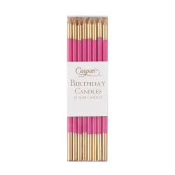 Caspari Slim Birthday Candles - Fuchsia/Gold - 16 Each