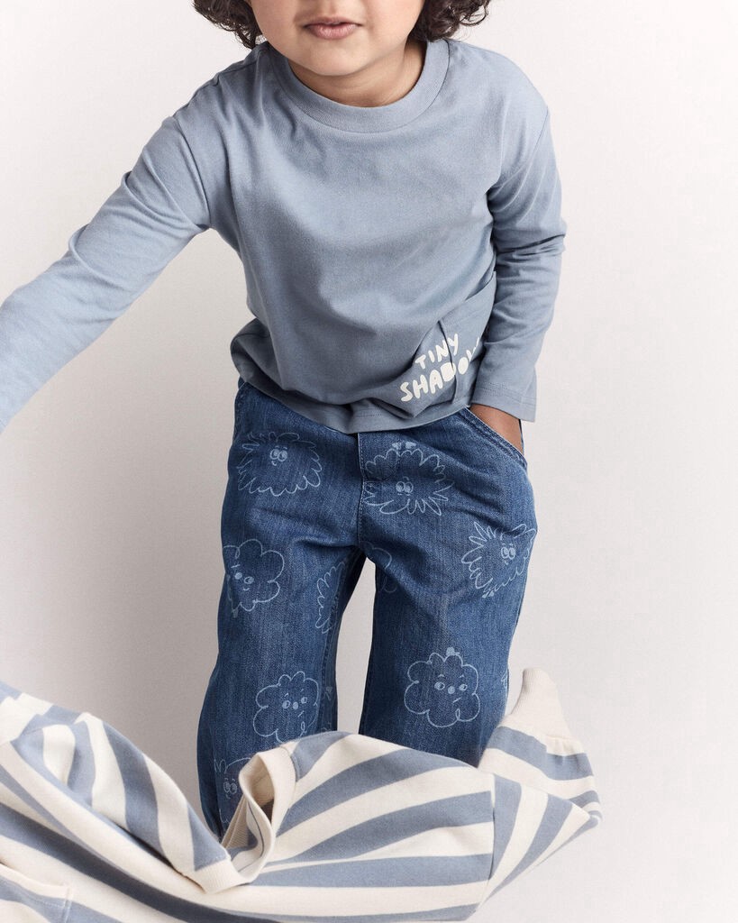 slide 6 of 7, Otteravenue Toddler 'Tiny Shadow' Long-Sleeve Pocket Graphic Tee - Blue Blue 4T, 1 ct