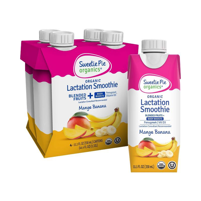slide 1 of 16, Sweetie Pie Organics Mango Banana Lactation Smoothie - 11.1 fl oz/4pk, 11.1 fl oz, 4 ct