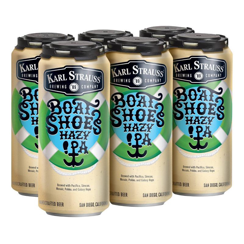 slide 1 of 1, Karl Strauss Brewing Company Karl Strauss Boat Shoes Hazy IPA Beer - 6pk/16 fl oz Cans, 6 ct; 16 fl oz