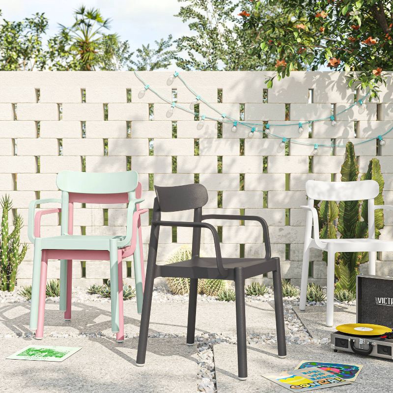 slide 2 of 6, Elba Outdoor Patio Dining Chair Arm Chair Black - Room Essentials™, 1 ct