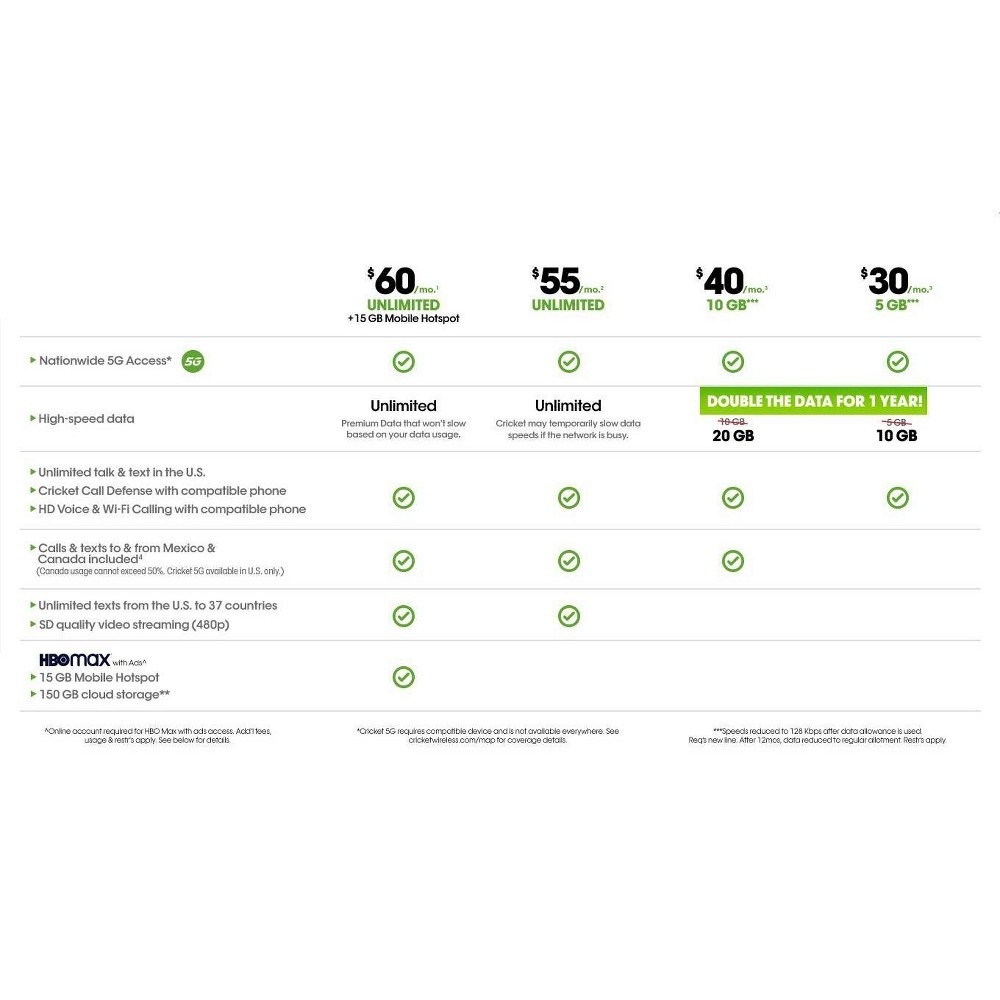 cricket prepaid plans