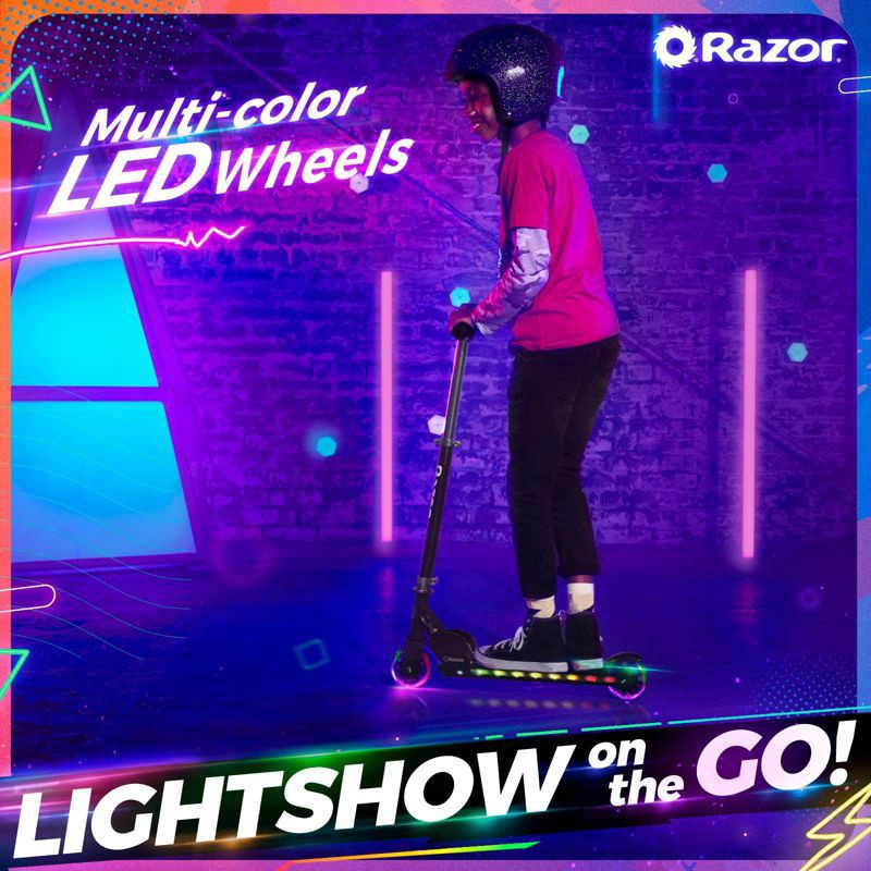 slide 4 of 12, Razor A+ 2 Wheel Scooter with LED Lights - Black: Aluminum Frame, Urethane Wheels, 1 ct