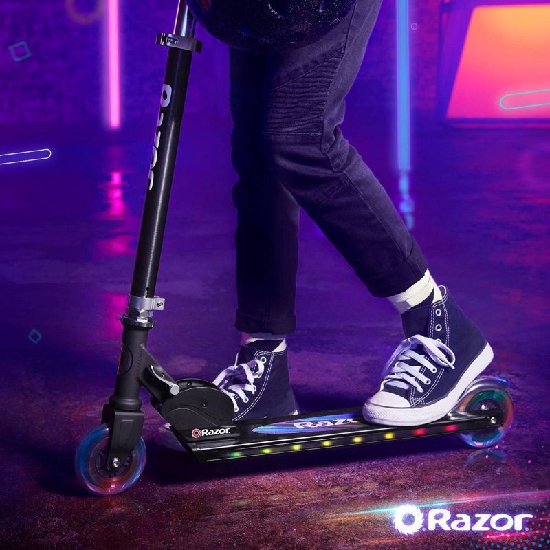 slide 8 of 12, Razor A+ 2 Wheel Scooter with LED Lights - Black: Aluminum Frame, Urethane Wheels, 1 ct