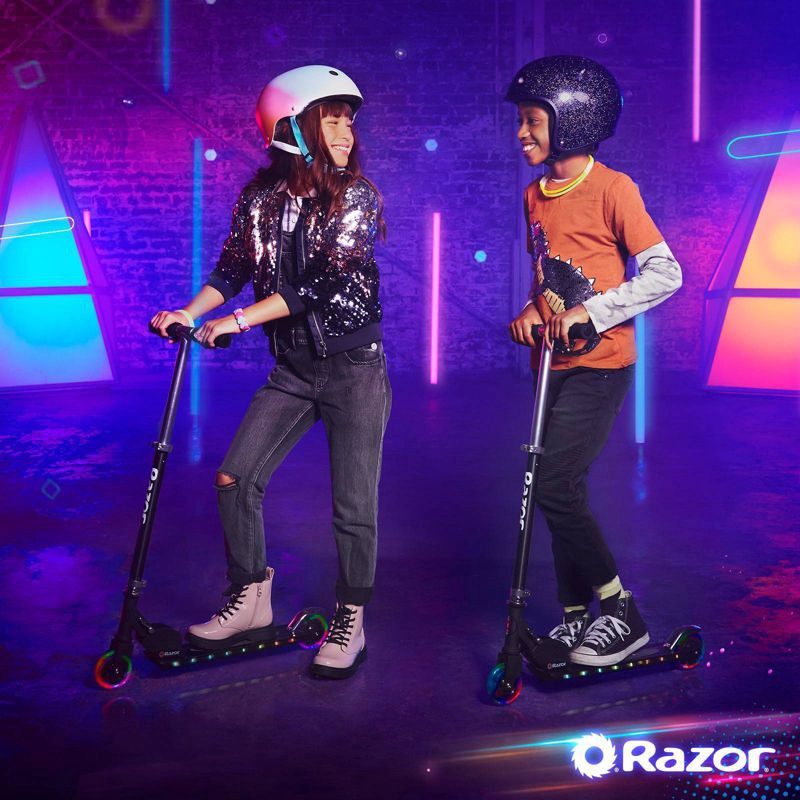 slide 9 of 12, Razor A+ 2 Wheel Scooter with LED Lights - Black: Aluminum Frame, Urethane Wheels, 1 ct