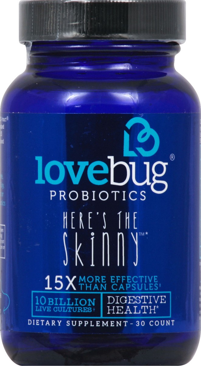 slide 2 of 2, LoveBug Probiotics Here's The Skinny Digestive Health Dietary Supplement Capsules, 30 ct