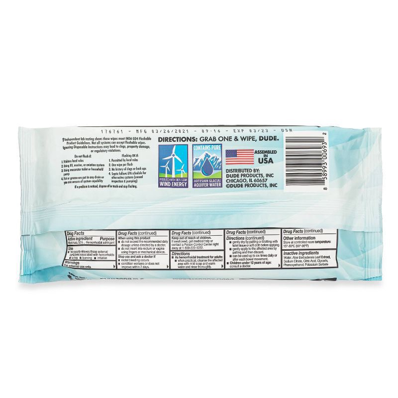 slide 3 of 6, Dude Wipes Fragrance Free Medicated Flushable Wipes - 48ct, 48 ct