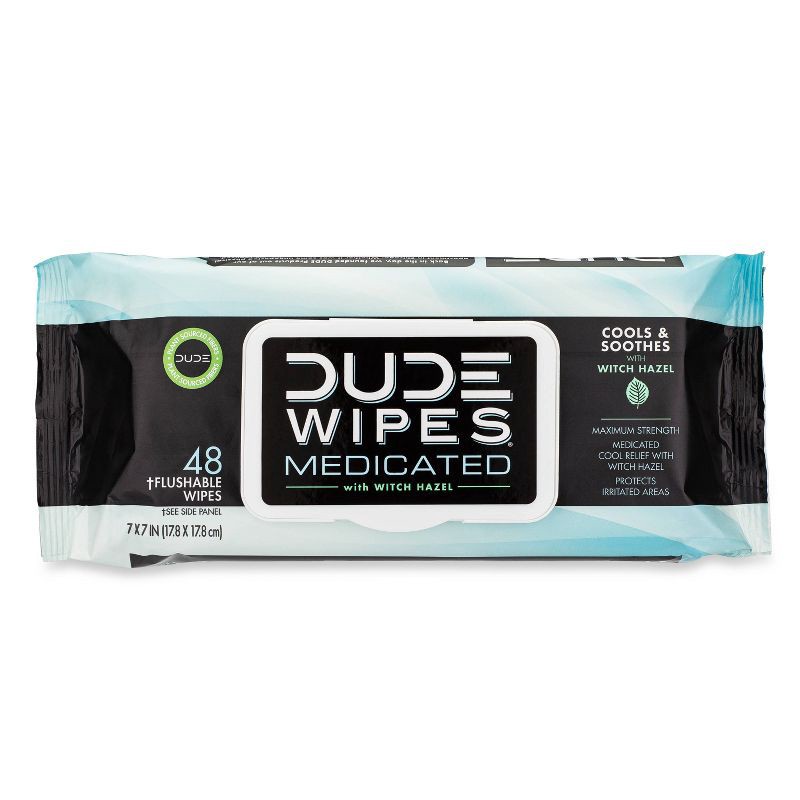 slide 1 of 1, Dude Wipes Fragrance Free Medicated Flushable Wipes - 48ct, 48 ct