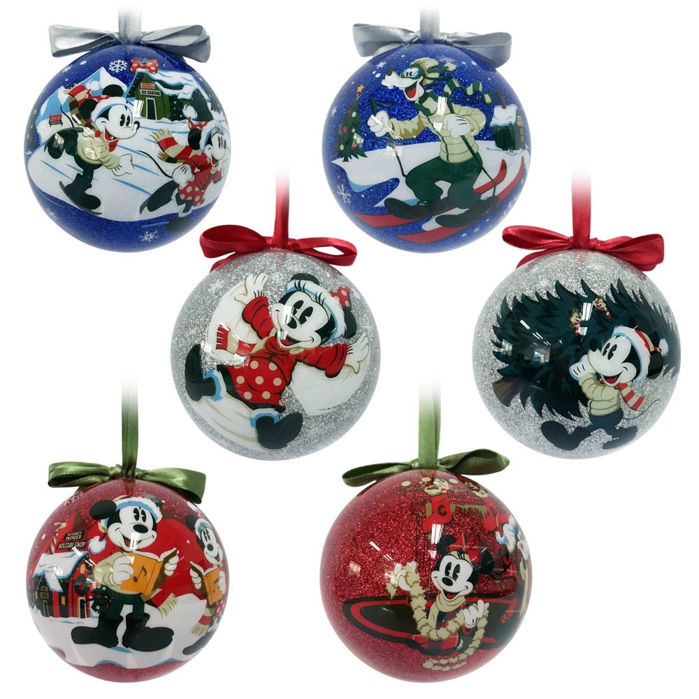 slide 3 of 3, Disney Mickey & Minnie Mouse Christmas Ornament Set, 6 ct