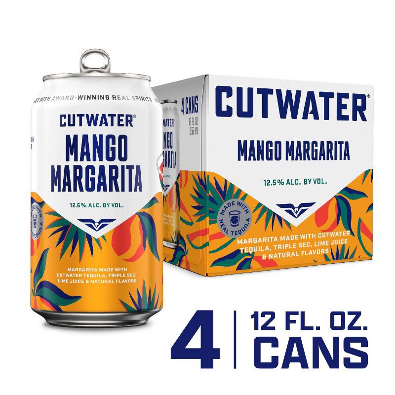 slide 2 of 12, Cutwater Spirits Cutwater Mango Margarita Cocktail - 4pk/355ml Cans, 4 ct; 355 ml