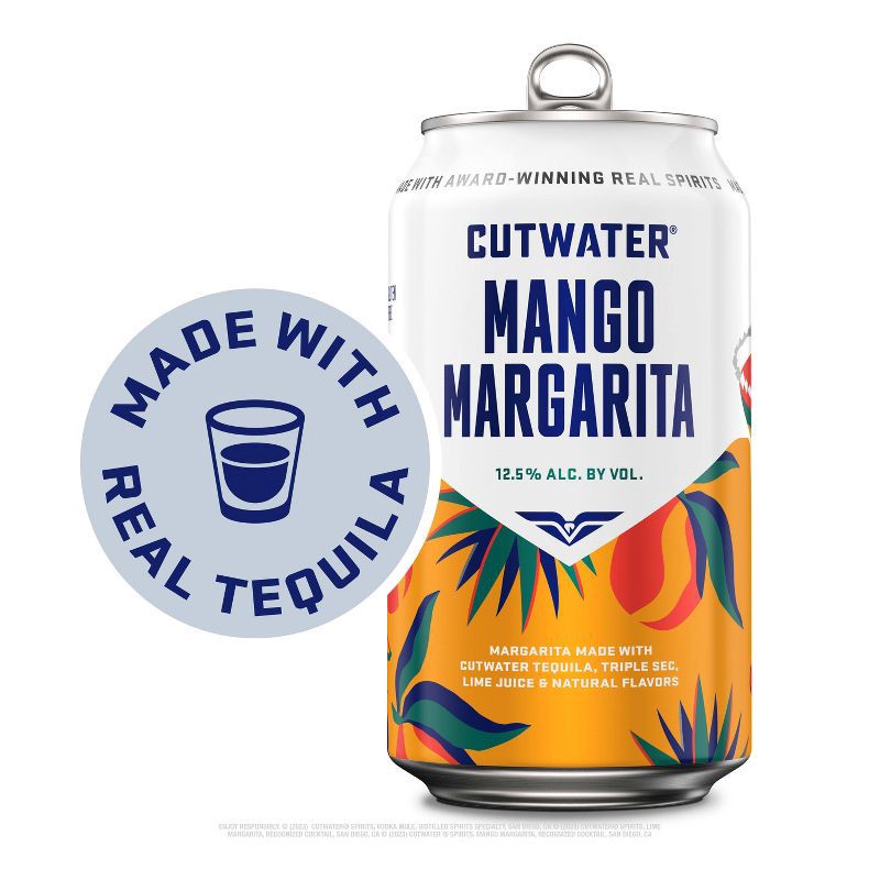 slide 4 of 12, Cutwater Spirits Cutwater Mango Margarita Cocktail - 4pk/355ml Cans, 4 ct; 355 ml