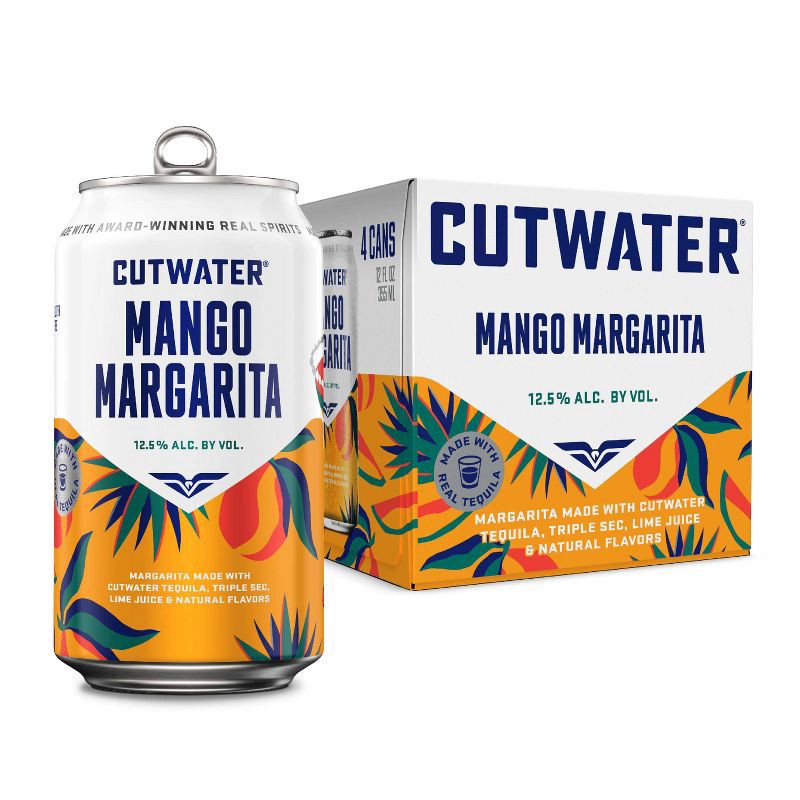 slide 1 of 12, Cutwater Spirits Cutwater Mango Margarita Cocktail - 4pk/355ml Cans, 4 ct; 355 ml