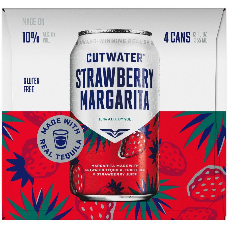 slide 13 of 13, Cutwater Spirits Cutwater Strawberry Margarita Cocktail - 4pk/355ml Cans, 4 ct; 355 ml