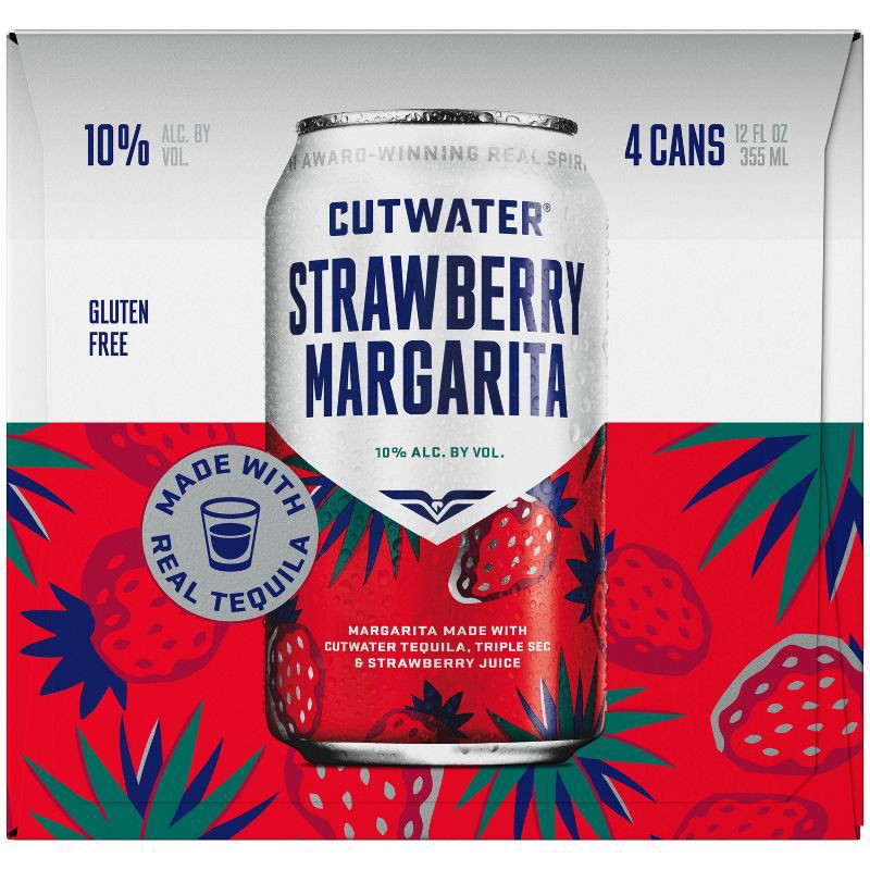 slide 4 of 14, Cutwater Spirits Cutwater Strawberry Margarita Cocktail - 4pk/355ml Cans, 4 ct; 355 ml